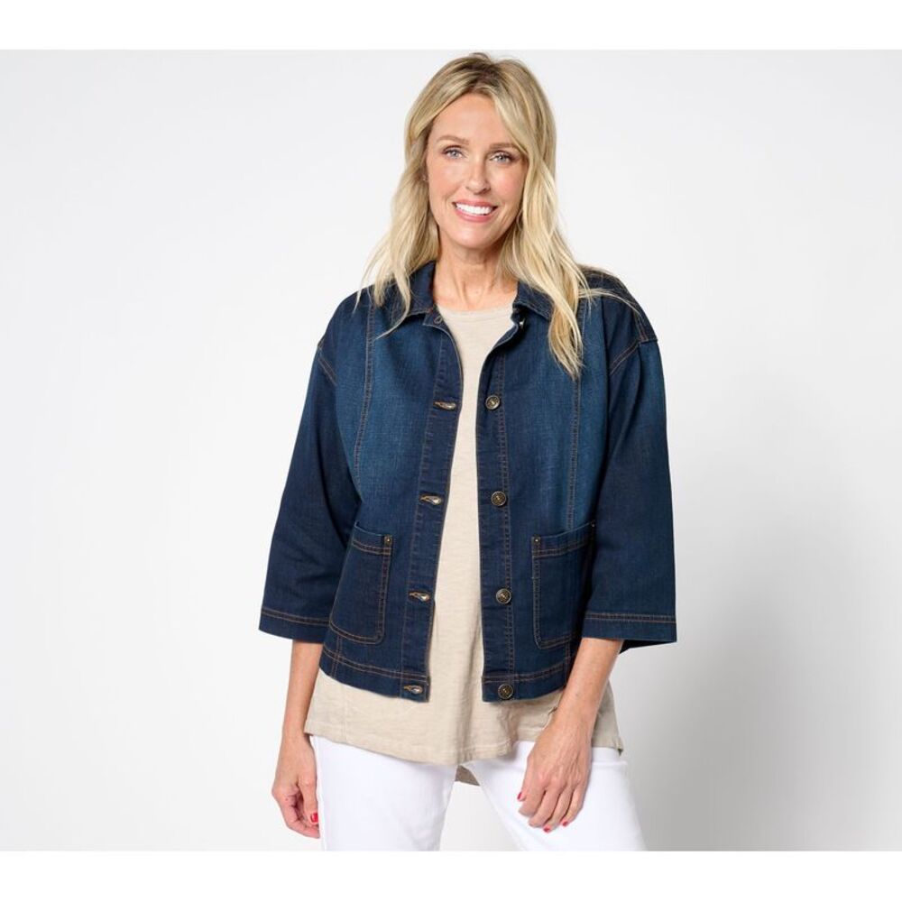 Ray Ban Women's Jacket Sz 8 Sleeve Denim Patch Pockets Blue